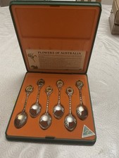 FLOWERS of AUSTRALIA PERFECTION SOUVENIRS SET OF 6 TEASPOONS ~ SILVER PLATED