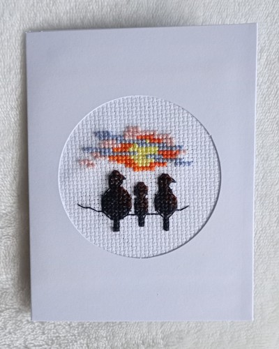 Handmade cross stitch card - cross,