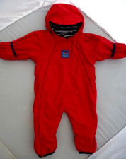 Jojo Maman Bebe PRAMSUIT 3-6M ⭐️ RED Fleece Lined All In One SNOWSUIT WINTER