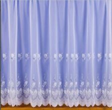 Simone White Embroidered Jardiniere net curtain Luxurious Voile (various sizes)