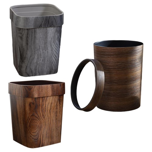 Wood grain trash can - ,