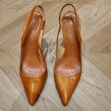 Sergio Rossi Ladies Pointed Toes Slingback Leather Burnt Orange Shoes E 40/ UK 7
