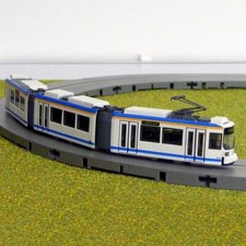 Motorised N Gauge Long 3 Section Articulated GT6M Tram in Turquoise and White