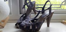 Odeon Shoes Sandal Open Toe Wood Effect As 7 Purple Stonewash Hardly Worn 