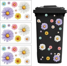 Wheelie Bin Stickers Flowers, 3 Sheets Flower Sticker for Bin... 