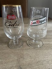 Stella Artois Gold Rim and San Miguel Glass Pint Glasses
