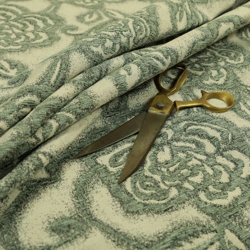 Floral embossed duck egg green - duck,