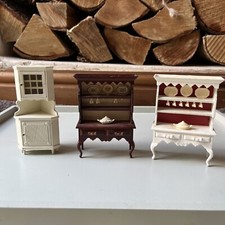 3 Vintage Lundby Welsh Dressers Corner Kitchen Cabinet 1970s Dolls House
