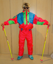 NEVICA SURVIVAL RED Retro Vintage 80's 90's Ski Suit Neon Apres Ski UK14 #2