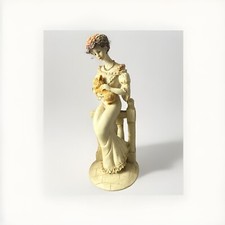 Pretty Collectible Figurine, Vintage Statuette Female Subject, Resin Kitten