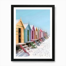 Beach Huts 5 Art Print Framed