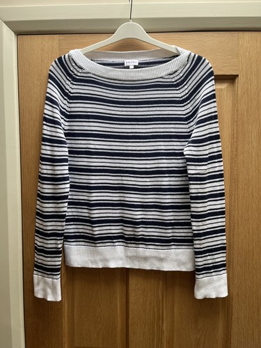Brora womens white blue stripe - brora, white/blue