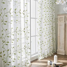 2 Panels Embroidered Leaves