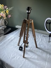 Vintage Style Wooden Tripod Table Lamp Base Can Be Used 2 Ways VGC No Shade