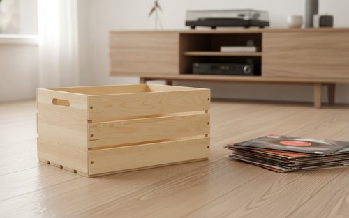 Wooden storage crate with - wooden,