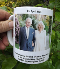 2025 King & Queen 20th Wedding Anniversary Mug mentions  Death of Pope Francis