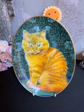 Royal Worcester Oval Cat Plate ~ Lesley Anne Ivory ~ Dandelion On William Morris