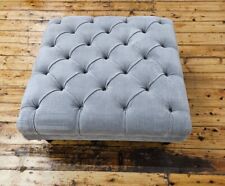 Laura Ashley Gloucester Button Back Extra Large Footstool, Orla Steel RRP £750