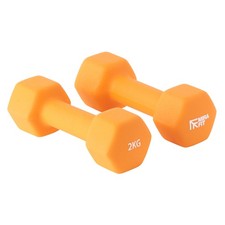 2 X 2kg Orange Hex Dumbbells Weights Aerobic Gym Exercise Dumbells #199
