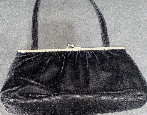 Black velvet clutch bag - velvet,