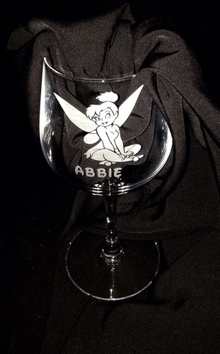 Engraved tinkerbell wine glass - tinkerbell,