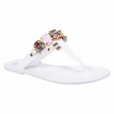 NEW LADIES JELLY FLIP FLOPS WOMEN SUMMER BEACH DIAMANTE TOE POST FLAT SANDALS