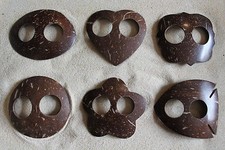 SET OF 6 NEW COCONUT SHELL SARONG BUCKLES TIE CLIP CLASP PAREO BROWN / sbset6