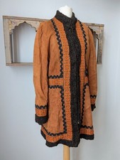 UK 10 S vintage 60s 70s afghan embroidered coat jacket hippie boho Size Small