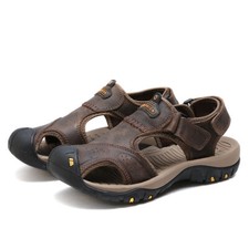 Sports Outdoor Sandals Summer Men's Beach Shoes Closed-Toe Shoes Leather Casual