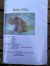 Baby Ellie Elephant Toy Sewing Kit Heirs & Graces Gingham Fabric, Pattern, Eyes