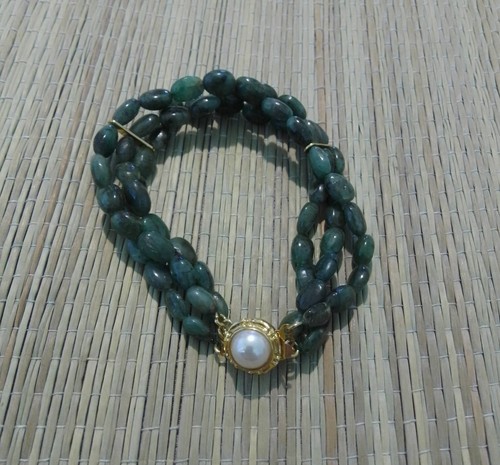 Emerald three strand bracelet - three,