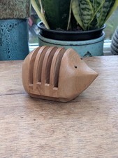 Vintage 14cm Hedgehog Wood Letter Rack Filing Freestanding Retro 275g