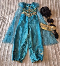 Disney Aladdin Jasmine Trousers Dress Wig Cape Halloween Fancy Costume Size 6-7
