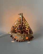 Vintage The Owl and The Pussycat Piggery Pottery Lamp Night Light Nursery Rhyme