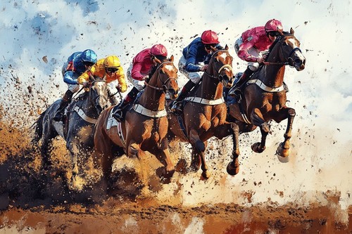 Horse racing canvas picture - horse,