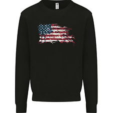 Distressed USA American Stars & Stripes Flag Mens Sweatshirt Jumper