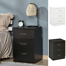 Modern Bedside Table with 3 Drawers, Side Table for Bedroom