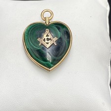 Masonic Malachite Heart Pendant