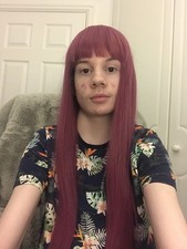 20inch Purple Straight Synthetic Wig With Bangs For Halloween Cosplay