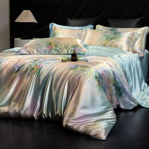 Floral silk bedding - bedding, set