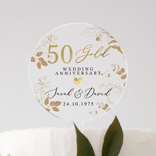 Personalised Golden Anniversary Cake Topper, 50th Anniversary Cake Topper