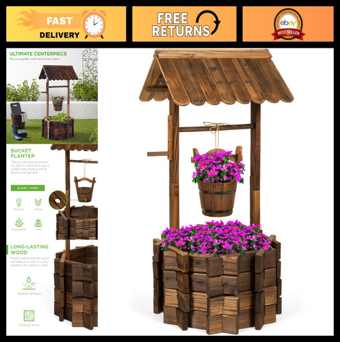 Rustic wooden wishing well - wooden,