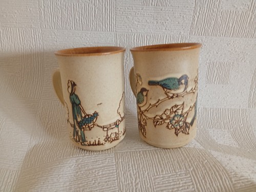 Pair pottery mugs made - pair,