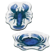 Set of 2 Coastal Glass Serving