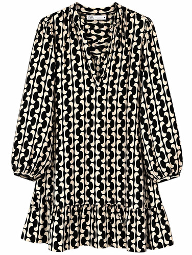 Zara black white - white, geometric