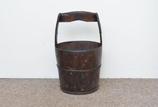 old vintage wooden rice bucket