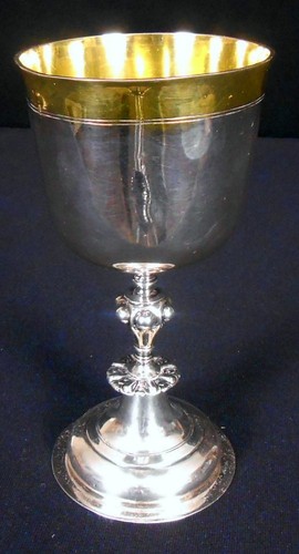 Large solid silver goblet - a,