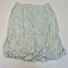 CLAUDIA STEVENS Skirt 24 Blue Women's Linen Floral Embroidered Midi Wrap