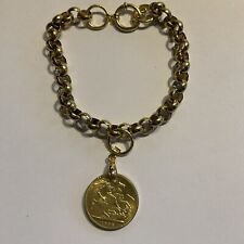 Gold Plated Soverign Bracelet 8 And Half Inches 