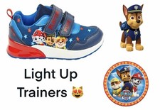 Boys Trainers Paw Patrol Light Up Shoe Size 5 6 7 8 9 10 Rip Tape Blue Infant